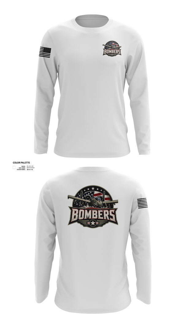 Long Sleeve Performance Shirt, Bombers, Baseball, Teamtime, Team time, sublimation, custom sports apparel, team uniforms, spirit wear, spiritwear, sports uniforms, custom shirts, team store, custom team store, fundraiser sports, apparel fundraiser