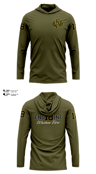 Long Sleeve hooded sunshirt, Waxhaw Fire, Fire Department, Teamtime, Team time, sublimation, custom sports apparel, team uniforms, spirit wear, spiritwear, sports uniforms, custom shirts, team store, custom team store, fundraiser sports, apparel fundraiser