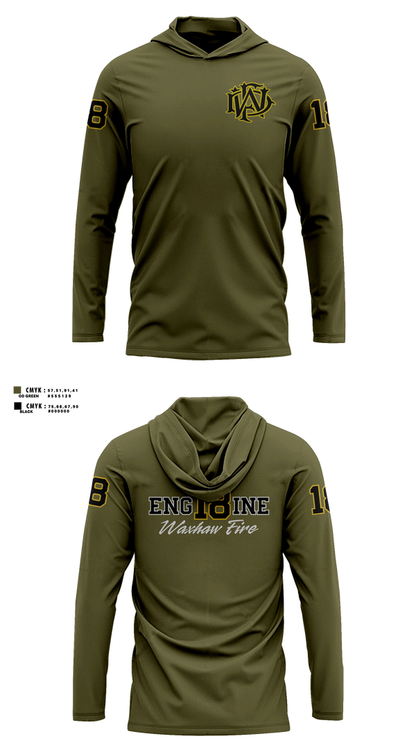 Long Sleeve hooded sunshirt, Waxhaw Fire, Fire Department, Teamtime, Team time, sublimation, custom sports apparel, team uniforms, spirit wear, spiritwear, sports uniforms, custom shirts, team store, custom team store, fundraiser sports, apparel fundraiser