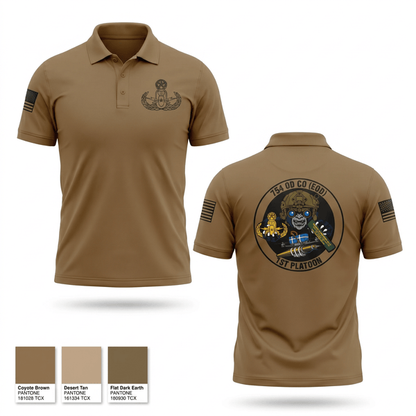 Short Sleeve Performance Polo, 1PLT 754th OD CO (EOD), Army, Teamtime, Team time, sublimation, custom sports apparel, team uniforms, spirit wear, spiritwear, sports uniforms, custom shirts, team store, custom team store, fundraiser sports, apparel fundraiser