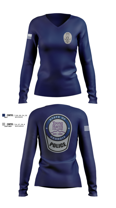 Young Harris College Police Department 23212207 Women's Long Sleeve V-neck Shirt - 1