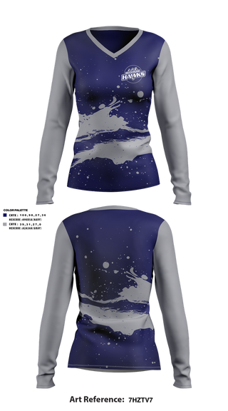 Womens Long Sleeve Vneck Shirt, Hawks, , Teamtime, Team time, sublimation, custom sports apparel, team uniforms, spirit wear, spiritwear, sports uniforms, custom shirts, team store, custom team store, fundraiser sports, apparel fundraiser