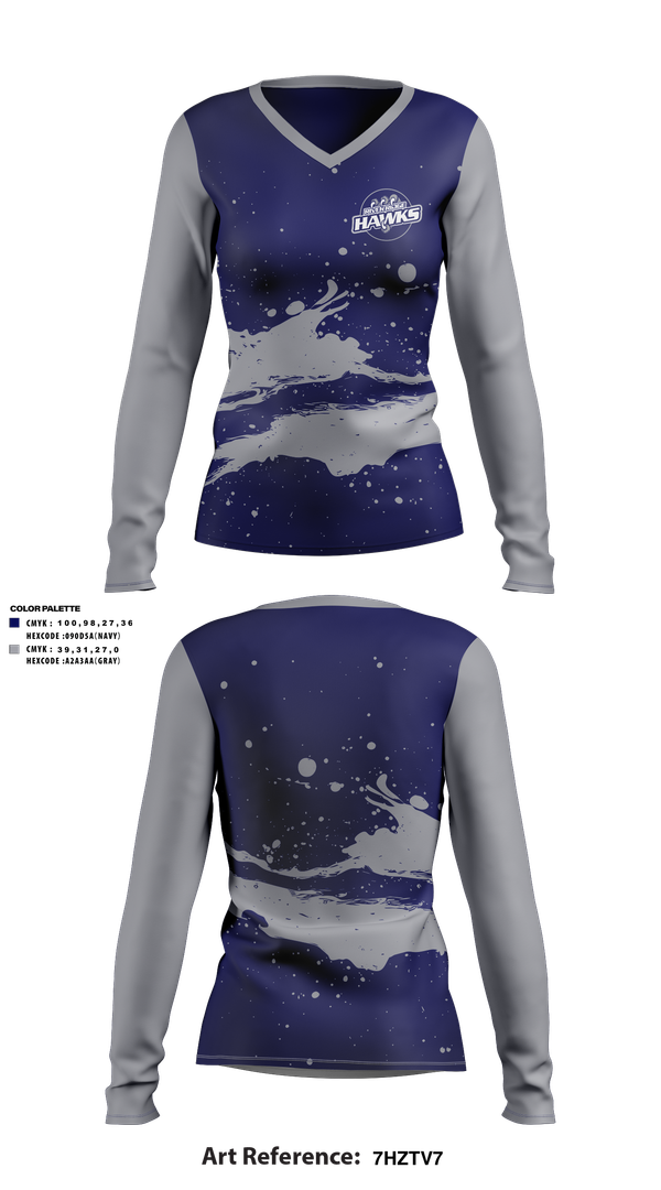 Womens Long Sleeve Vneck Shirt, Hawks, , Teamtime, Team time, sublimation, custom sports apparel, team uniforms, spirit wear, spiritwear, sports uniforms, custom shirts, team store, custom team store, fundraiser sports, apparel fundraiser