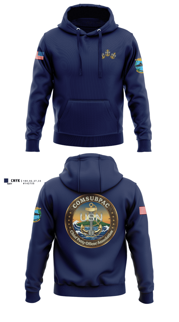 Hoodie, COMSUBPAC CPOA, Navy, Teamtime, Team time, sublimation, custom sports apparel, team uniforms, spirit wear, spiritwear, sports uniforms, custom shirts, team store, custom team store, fundraiser sports, apparel fundraiser