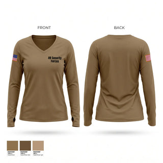 Womens Long Sleeve Vneck Shirt, 49 Security Forces, Air Force, Teamtime, Team time, sublimation, custom sports apparel, team uniforms, spirit wear, spiritwear, sports uniforms, custom shirts, team store, custom team store, fundraiser sports, apparel fundraiser