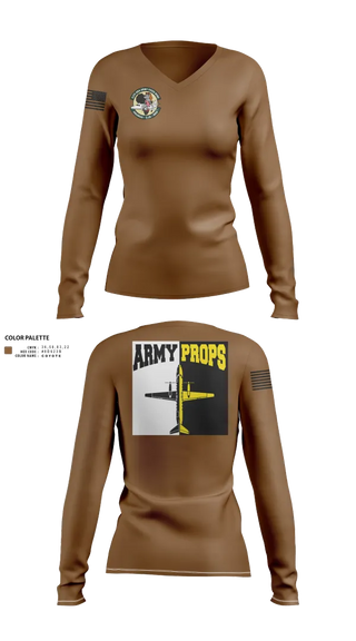 Womens Long Sleeve Vneck Shirt, DET 2 CO A 2-245th AVN, , Teamtime, Team time, sublimation, custom sports apparel, team uniforms, spirit wear, spiritwear, sports uniforms, custom shirts, team store, custom team store, fundraiser sports, apparel fundraiser