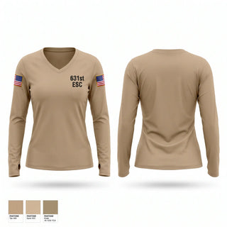 Womens Long Sleeve Vneck Shirt, 631st ESC, Army, Teamtime, Team time, sublimation, custom sports apparel, team uniforms, spirit wear, spiritwear, sports uniforms, custom shirts, team store, custom team store, fundraiser sports, apparel fundraiser