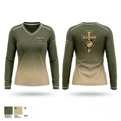 Faith family footbal 31880375 Women's Long Sleeve V-neck Shirt - 1
