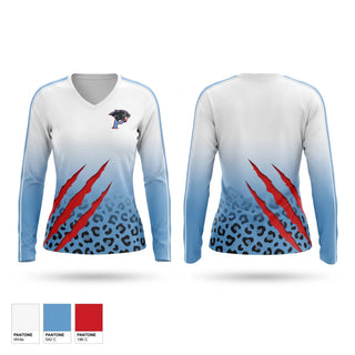Womens Long Sleeve Vneck Shirt, Piedmont Panthers, Track & Field, Teamtime, Team time, sublimation, custom sports apparel, team uniforms, spirit wear, spiritwear, sports uniforms, custom shirts, team store, custom team store, fundraiser sports, apparel fundraiser