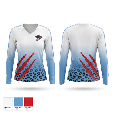Piedmont Panthers Women's Long Sleeve V-neck Shirt - 1