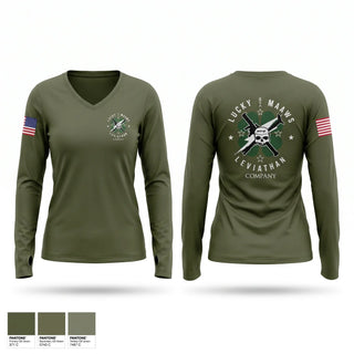 Womens Long Sleeve Vneck Shirt, Lucky WPNS, Marines, Teamtime, Team time, sublimation, custom sports apparel, team uniforms, spirit wear, spiritwear, sports uniforms, custom shirts, team store, custom team store, fundraiser sports, apparel fundraiser