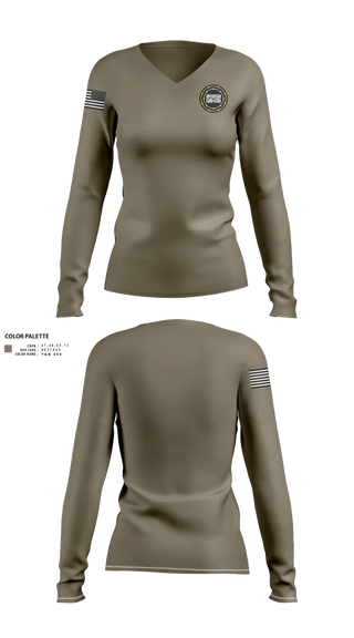 Womens Long Sleeve Vneck Shirt, , National Guard, Teamtime, Team time, sublimation, custom sports apparel, team uniforms, spirit wear, spiritwear, sports uniforms, custom shirts, team store, custom team store, fundraiser sports, apparel fundraiser