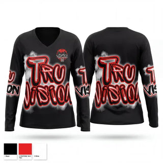 Womens Long Sleeve Vneck Shirt, Tru vison, Men's Basketball, Teamtime, Team time, sublimation, custom sports apparel, team uniforms, spirit wear, spiritwear, sports uniforms, custom shirts, team store, custom team store, fundraiser sports, apparel fundraiser