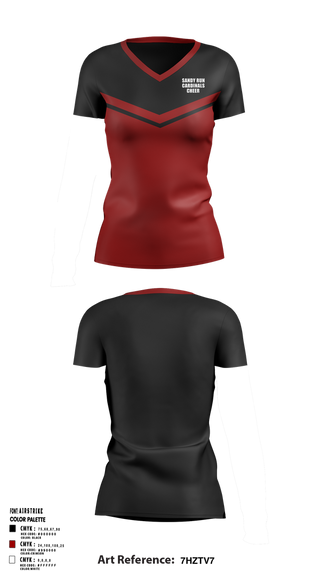 Womens Short Sleeve Vneck Shirt, Sandy Run Cardinals, Cheer, Teamtime, Team time, sublimation, custom sports apparel, team uniforms, spirit wear, spiritwear, sports uniforms, custom shirts, team store, custom team store, fundraiser sports, apparel fundraiser