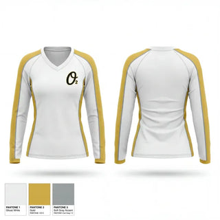 Womens Long Sleeve Vneck Shirt, Colorado Oxygen, Baseball, Teamtime, Team time, sublimation, custom sports apparel, team uniforms, spirit wear, spiritwear, sports uniforms, custom shirts, team store, custom team store, fundraiser sports, apparel fundraiser