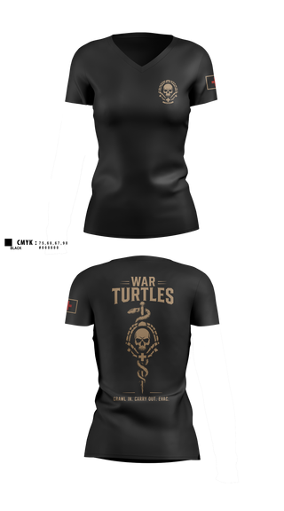 Womens Short Sleeve Vneck Shirt, War turtles, Army, Teamtime, Team time, sublimation, custom sports apparel, team uniforms, spirit wear, spiritwear, sports uniforms, custom shirts, team store, custom team store, fundraiser sports, apparel fundraiser