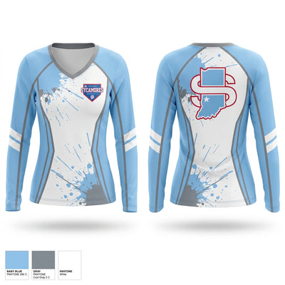 Indiana Jr Sycamores Women's Long Sleeve V-neck Shirt - 1