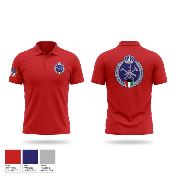 Short Sleeve Performance Polo, Kuwait fire force, Fire Department, Teamtime, Team time, sublimation, custom sports apparel, team uniforms, spirit wear, spiritwear, sports uniforms, custom shirts, team store, custom team store, fundraiser sports, apparel fundraiser