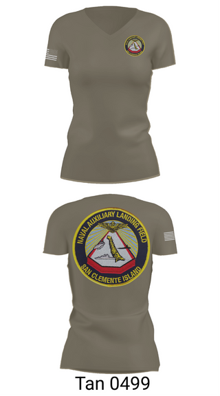 Womens Short Sleeve Vneck Shirt, NAVAL AUXILIARY LANDING FIELD SAN CLEMENTE ISLAND, Navy, Teamtime, Team time, sublimation, custom sports apparel, team uniforms, spirit wear, spiritwear, sports uniforms, custom shirts, team store, custom team store, fundraiser sports, apparel fundraiser