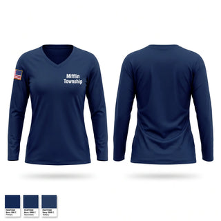 Womens Long Sleeve Vneck Shirt, Mifflin Township, Fire Department, Teamtime, Team time, sublimation, custom sports apparel, team uniforms, spirit wear, spiritwear, sports uniforms, custom shirts, team store, custom team store, fundraiser sports, apparel fundraiser