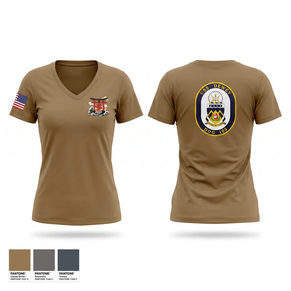 Womens Short Sleeve Vneck Shirt, USS Dewey DDG 105, Navy, Teamtime, Team time, sublimation, custom sports apparel, team uniforms, spirit wear, spiritwear, sports uniforms, custom shirts, team store, custom team store, fundraiser sports, apparel fundraiser