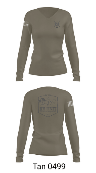 Womens Long Sleeve Vneck Shirt, WPD K9, Police, Teamtime, Team time, sublimation, custom sports apparel, team uniforms, spirit wear, spiritwear, sports uniforms, custom shirts, team store, custom team store, fundraiser sports, apparel fundraiser