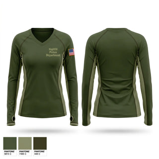 Womens Long Sleeve Vneck Shirt, Highfill Police Department, Police, Teamtime, Team time, sublimation, custom sports apparel, team uniforms, spirit wear, spiritwear, sports uniforms, custom shirts, team store, custom team store, fundraiser sports, apparel fundraiser