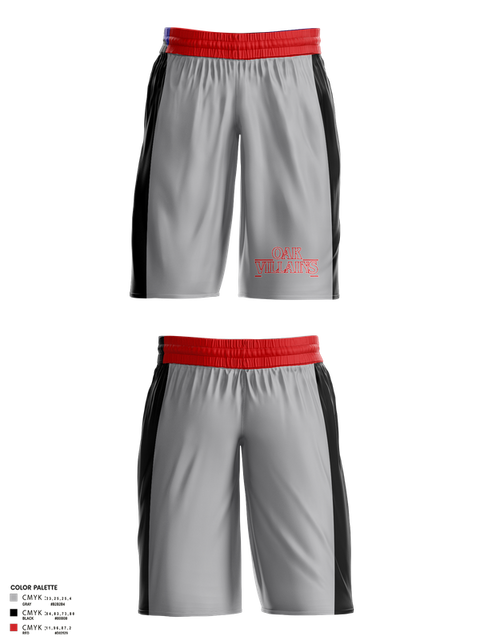 Mens Basketball Shorts, OAK Villains, Men's Basketball, Teamtime, Team time, sublimation, custom sports apparel, team uniforms, spirit wear, spiritwear, sports uniforms, custom shirts, team store, custom team store, fundraiser sports, apparel fundraiser