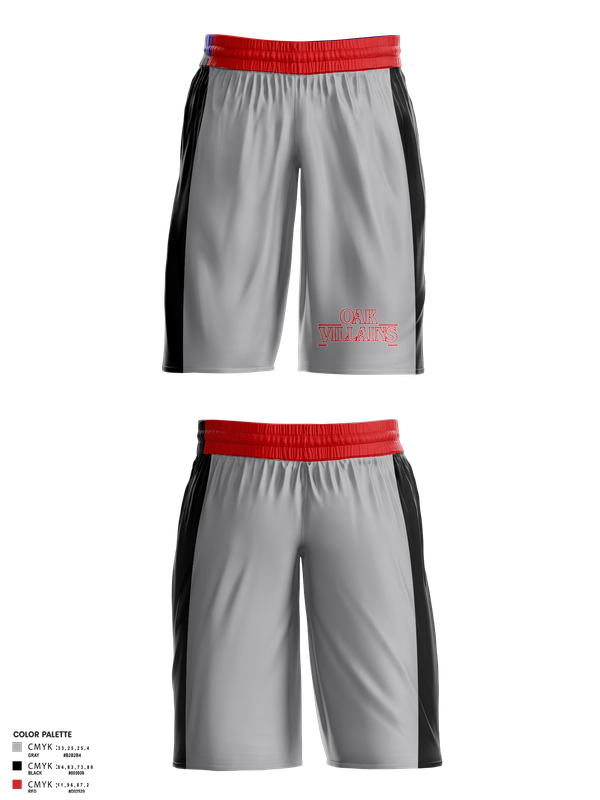 Mens Basketball Shorts, OAK Villains, Men's Basketball, Teamtime, Team time, sublimation, custom sports apparel, team uniforms, spirit wear, spiritwear, sports uniforms, custom shirts, team store, custom team store, fundraiser sports, apparel fundraiser