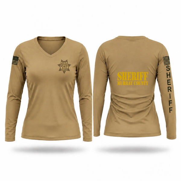 Womens Long Sleeve Vneck Shirt, Murray County Sheriff’s Office, Police, Teamtime, Team time, sublimation, custom sports apparel, team uniforms, spirit wear, spiritwear, sports uniforms, custom shirts, team store, custom team store, fundraiser sports, apparel fundraiser