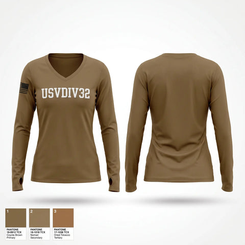 Womens Long Sleeve Vneck Shirt, USVDIV32, Navy, Teamtime, Team time, sublimation, custom sports apparel, team uniforms, spirit wear, spiritwear, sports uniforms, custom shirts, team store, custom team store, fundraiser sports, apparel fundraiser