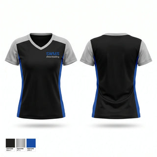 Womens Short Sleeve Vneck Shirt, SWMS cheerleading, Cheer, Teamtime, Team time, sublimation, custom sports apparel, team uniforms, spirit wear, spiritwear, sports uniforms, custom shirts, team store, custom team store, fundraiser sports, apparel fundraiser