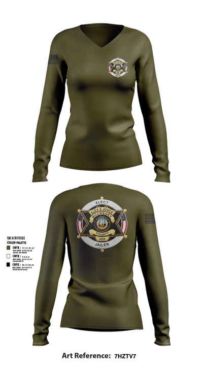 Alex E. Jones for Jailer 2026 65604451 Women's Long Sleeve V-neck Shirt - 101