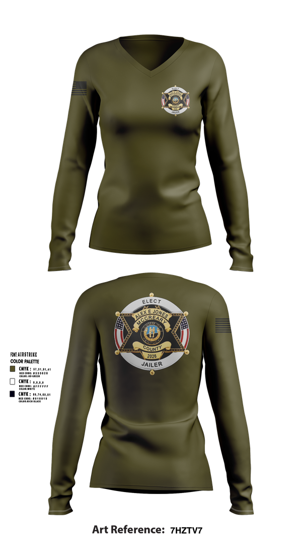Womens Long Sleeve Vneck Shirt, Alex E. Jones for Jailer 2026, , Teamtime, Team time, sublimation, custom sports apparel, team uniforms, spirit wear, spiritwear, sports uniforms, custom shirts, team store, custom team store, fundraiser sports, apparel fundraiser