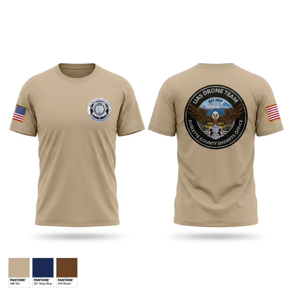 Old School Cotton Feel Shirt, Sublette County Sheriff's Office Drone Unit, Police, Teamtime, Team time, sublimation, custom sports apparel, team uniforms, spirit wear, spiritwear, sports uniforms, custom shirts, team store, custom team store, fundraiser sports, apparel fundraiser