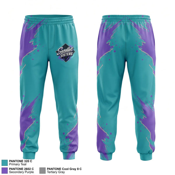 Sweatpants, Sandlot Sisters, Softball, Teamtime, Team time, sublimation, custom sports apparel, team uniforms, spirit wear, spiritwear, sports uniforms, custom shirts, team store, custom team store, fundraiser sports, apparel fundraiser