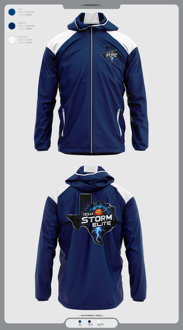 Windbreaker, Texas Storm, Men's Basketball, Teamtime, Team time, sublimation, custom sports apparel, team uniforms, spirit wear, spiritwear, sports uniforms, custom shirts, team store, custom team store, fundraiser sports, apparel fundraiser