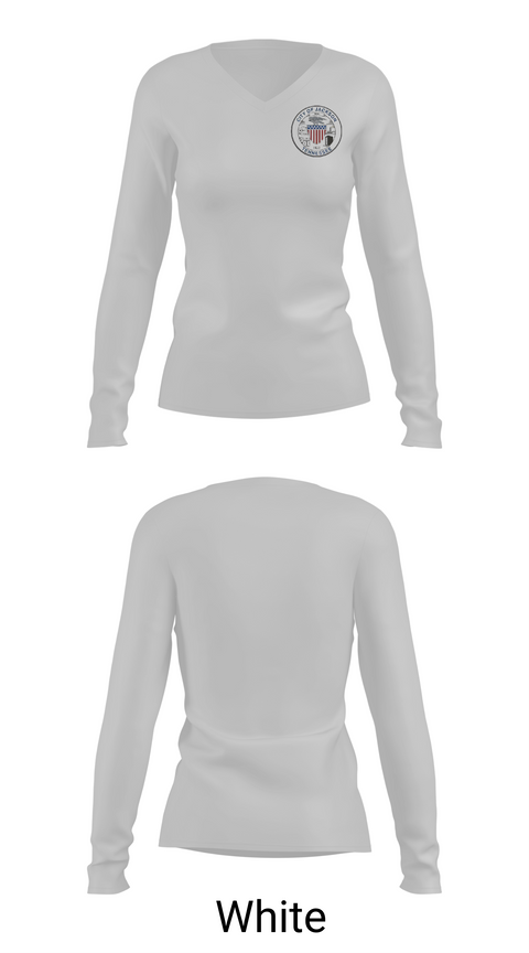 Womens Long Sleeve Vneck Shirt, City of Jackson, TN, , Teamtime, Team time, sublimation, custom sports apparel, team uniforms, spirit wear, spiritwear, sports uniforms, custom shirts, team store, custom team store, fundraiser sports, apparel fundraiser