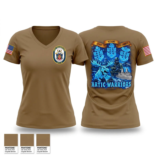 Womens Short Sleeve Vneck Shirt, USS Anchorage, Navy, Teamtime, Team time, sublimation, custom sports apparel, team uniforms, spirit wear, spiritwear, sports uniforms, custom shirts, team store, custom team store, fundraiser sports, apparel fundraiser