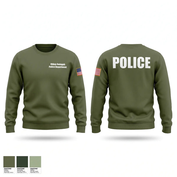 Crew Neck Sweatshirt, Ohkay Owingeh Police Department, Police, Teamtime, Team time, sublimation, custom sports apparel, team uniforms, spirit wear, spiritwear, sports uniforms, custom shirts, team store, custom team store, fundraiser sports, apparel fundraiser