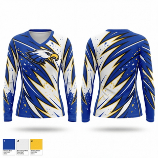 Womens Long Sleeve Vneck Shirt, Milburn High School Baseball, Baseball, Teamtime, Team time, sublimation, custom sports apparel, team uniforms, spirit wear, spiritwear, sports uniforms, custom shirts, team store, custom team store, fundraiser sports, apparel fundraiser