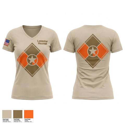 Womens Short Sleeve Vneck Shirt, Lonestar Hazmat, Fire Department, Teamtime, Team time, sublimation, custom sports apparel, team uniforms, spirit wear, spiritwear, sports uniforms, custom shirts, team store, custom team store, fundraiser sports, apparel fundraiser