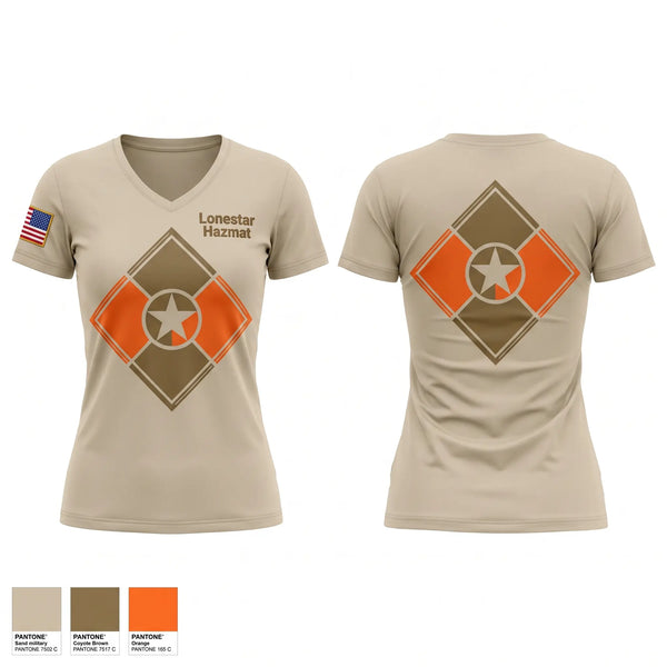 Womens Short Sleeve Vneck Shirt, Lonestar Hazmat, Fire Department, Teamtime, Team time, sublimation, custom sports apparel, team uniforms, spirit wear, spiritwear, sports uniforms, custom shirts, team store, custom team store, fundraiser sports, apparel fundraiser
