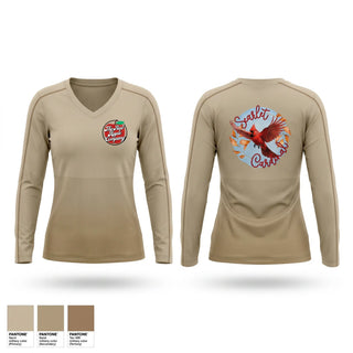 Womens Long Sleeve Vneck Shirt, The Red Apple Company, Men's Soccer, Teamtime, Team time, sublimation, custom sports apparel, team uniforms, spirit wear, spiritwear, sports uniforms, custom shirts, team store, custom team store, fundraiser sports, apparel fundraiser