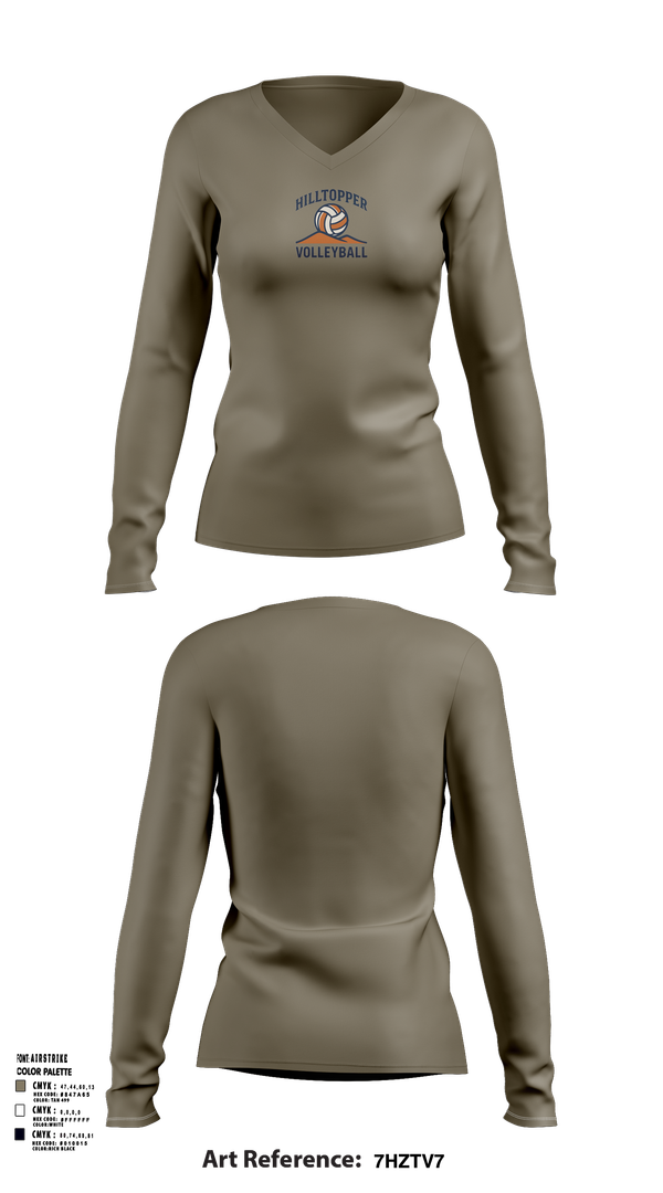 Womens Long Sleeve Vneck Shirt, R-S Central Hilltoppers Volleyball, Women's Volleyball, Teamtime, Team time, sublimation, custom sports apparel, team uniforms, spirit wear, spiritwear, sports uniforms, custom shirts, team store, custom team store, fundraiser sports, apparel fundraiser