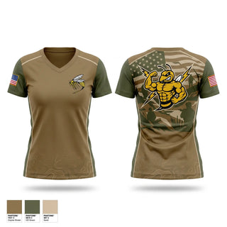 Womens Short Sleeve Vneck Shirt, VAQ-138, Navy, Teamtime, Team time, sublimation, custom sports apparel, team uniforms, spirit wear, spiritwear, sports uniforms, custom shirts, team store, custom team store, fundraiser sports, apparel fundraiser