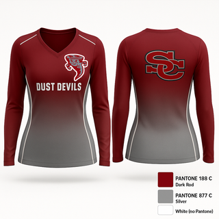 Womens Long Sleeve Vneck Shirt, Dust devils, Men's Basketball, Teamtime, Team time, sublimation, custom sports apparel, team uniforms, spirit wear, spiritwear, sports uniforms, custom shirts, team store, custom team store, fundraiser sports, apparel fundraiser