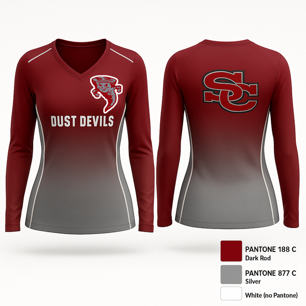 Womens Long Sleeve Vneck Shirt, Dust devils, Men's Basketball, Teamtime, Team time, sublimation, custom sports apparel, team uniforms, spirit wear, spiritwear, sports uniforms, custom shirts, team store, custom team store, fundraiser sports, apparel fundraiser