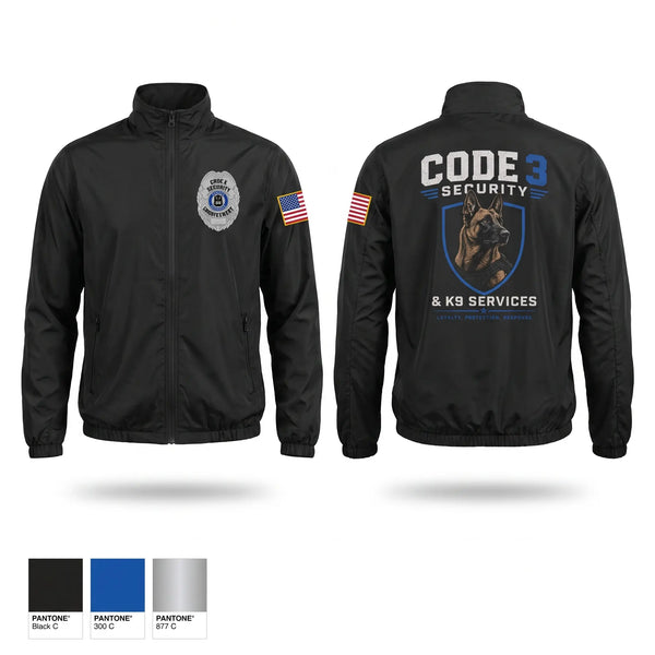 Windbreaker, Code 3 Security, Police, Teamtime, Team time, sublimation, custom sports apparel, team uniforms, spirit wear, spiritwear, sports uniforms, custom shirts, team store, custom team store, fundraiser sports, apparel fundraiser