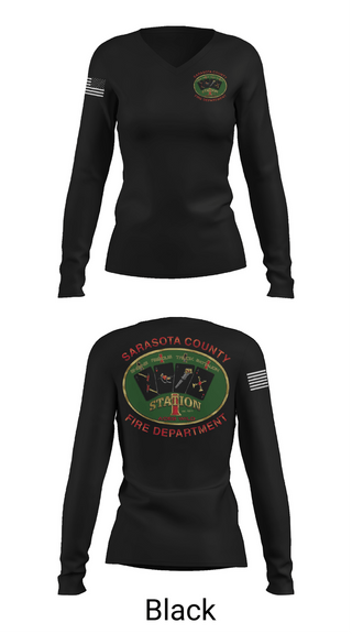 Womens Long Sleeve Vneck Shirt, Sarasota county fire dept sta 1, Fire Department, Teamtime, Team time, sublimation, custom sports apparel, team uniforms, spirit wear, spiritwear, sports uniforms, custom shirts, team store, custom team store, fundraiser sports, apparel fundraiser